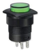 E-SWITCH RP3508ABLKGRNGRNNS. SWITCH, PUSHBUTTON, SPST, 3A, 125VAC, GR