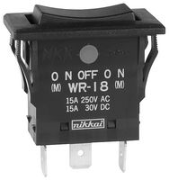 NKK SWITCHES WR18AF SWITCH, ROCKER, SPDT, 15A, 250VAC, BLACK