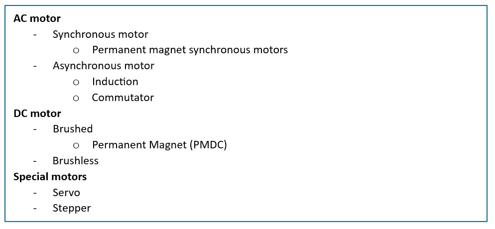 Different motor types